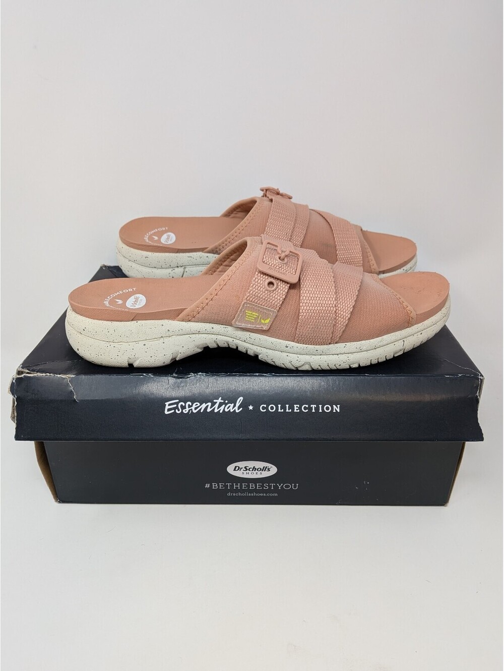 Dr. Scholl’s Adelle Pink Cross-Strap Slide Sandals Women’s Size 8.5 M